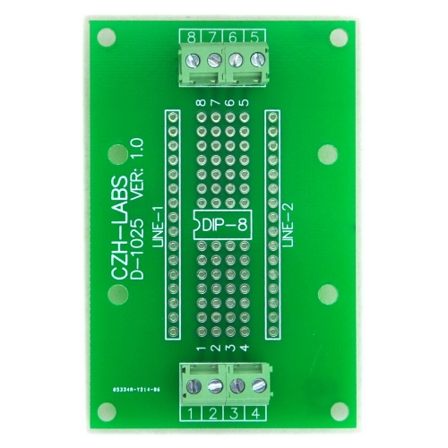 DIP-8 Component to Screw Terminal Block Adapter Board, DIP8 PCB.