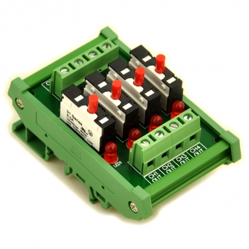 DIN Rail Mount Independent 4 Channels Thermal Circuit Breaker Module.