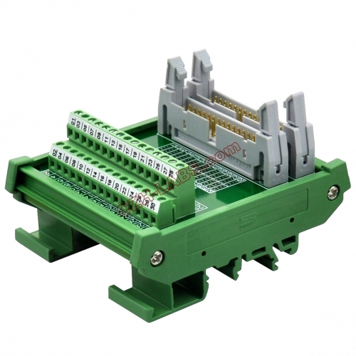 DIN Rail Mount Dual IDC30 Pitch 2.54mm Male Header Interface Module Breakout Board.