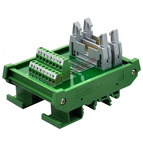 DIN Rail Mount Dual IDC16 Pitch 2.54mm Male Header Interface Module Breakout Board.