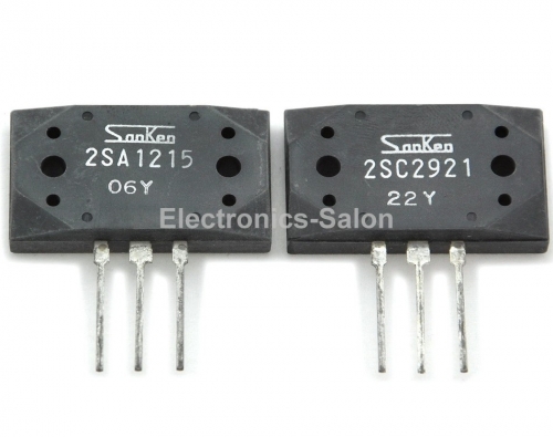 1x 2SA1215-Y & 1x 2SC2921-Y Original SANKEN Audio High Power Transistors.