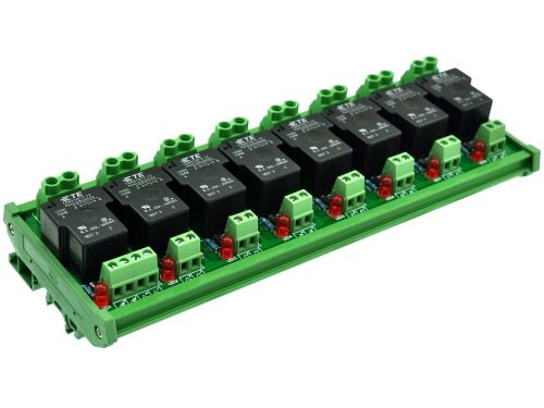 CZH-Labs DIN Rail Mount 12V Passive 8 SPST-NO 30Amp Power Relay Module.