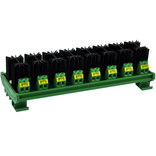 CZH-LABS DIN Rail Mount 8 Channel 12 Amp Solid State Relay SSR Module, in 4~32VDC, out 100~240VAC.