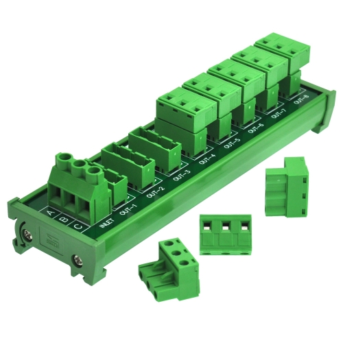 OONO DIN Rail Mount 30A/300V 8x3 Position Pluggable Terminal Block Distribution Module