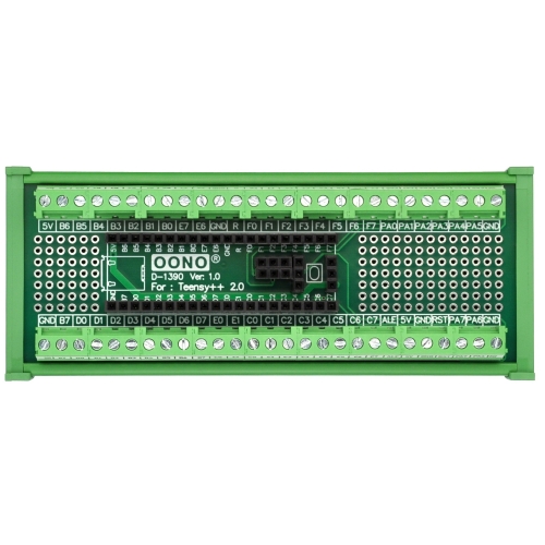 Terminal Block Breakout Board Module for Teensy++ 2.0, DIN Rail Mount Version