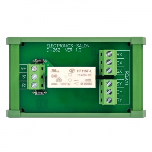 DIN Rail Mount Passive DPDT 8 Amp Latching Power Relay Module, Electronics-Salon D-262T 12V Version