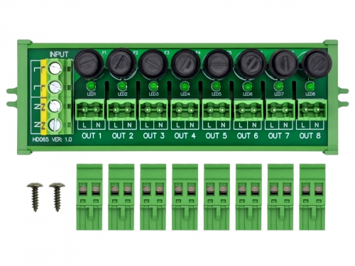 Screw Mount AC 24 - 250V 8 Channel Pluggable Side Wiring Terminal Block Power Distribution Fuse Module, HCDC HD065RP