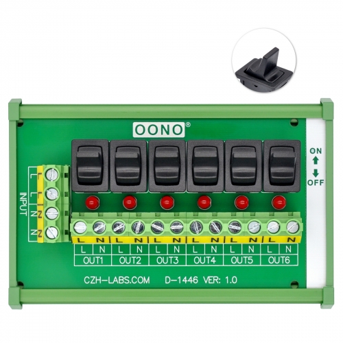DIN Rail Mount 6 Channel Paddle Rocker Switch AC 115V 230V Power Distribution Strip Module