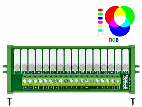 Screw Mount 16 RGB LED Indicator Light Module, DC5 - 32V, Red Green Blue