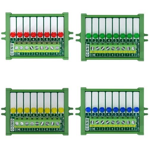 Screw Mount 8 LEDs Indicator Light Module, Support 5~50VDC Common Positive and Negative, Available in Red Green Yellow Blue