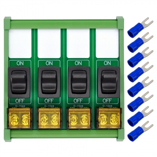 DIN Rail Mount 4 Channel Paddle Rocker Switch Module, 10Amp 250VAC / 50VDC