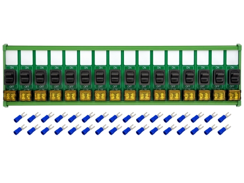 DIN Rail Mount 16 Channel Paddle Rocker Switch Module, 10Amp 250VAC / 50VDC