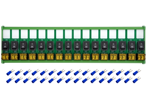 DIN Rail Mount 16 Channel Rocker Switch Module, 10Amp 250VAC / 50VDC