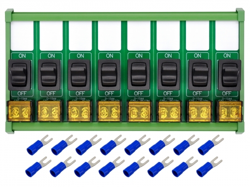 DIN Rail Mount 8 Channel Paddle Rocker Switch Module, 10Amp 250VAC / 50VDC