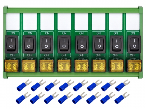 DIN Rail Mount 8 Channel Rocker Switch Module, 10Amp 250VAC / 50VDC