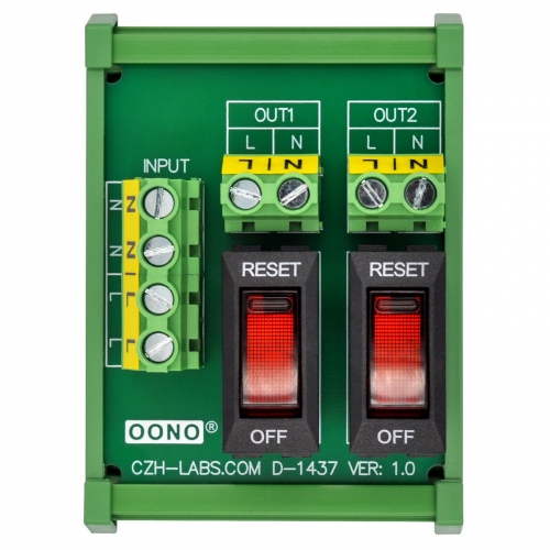 Rocker Switch Thermal Circuit Breaker Overload Protector 2 Channel Power Distribution Module DIN Rail Mount