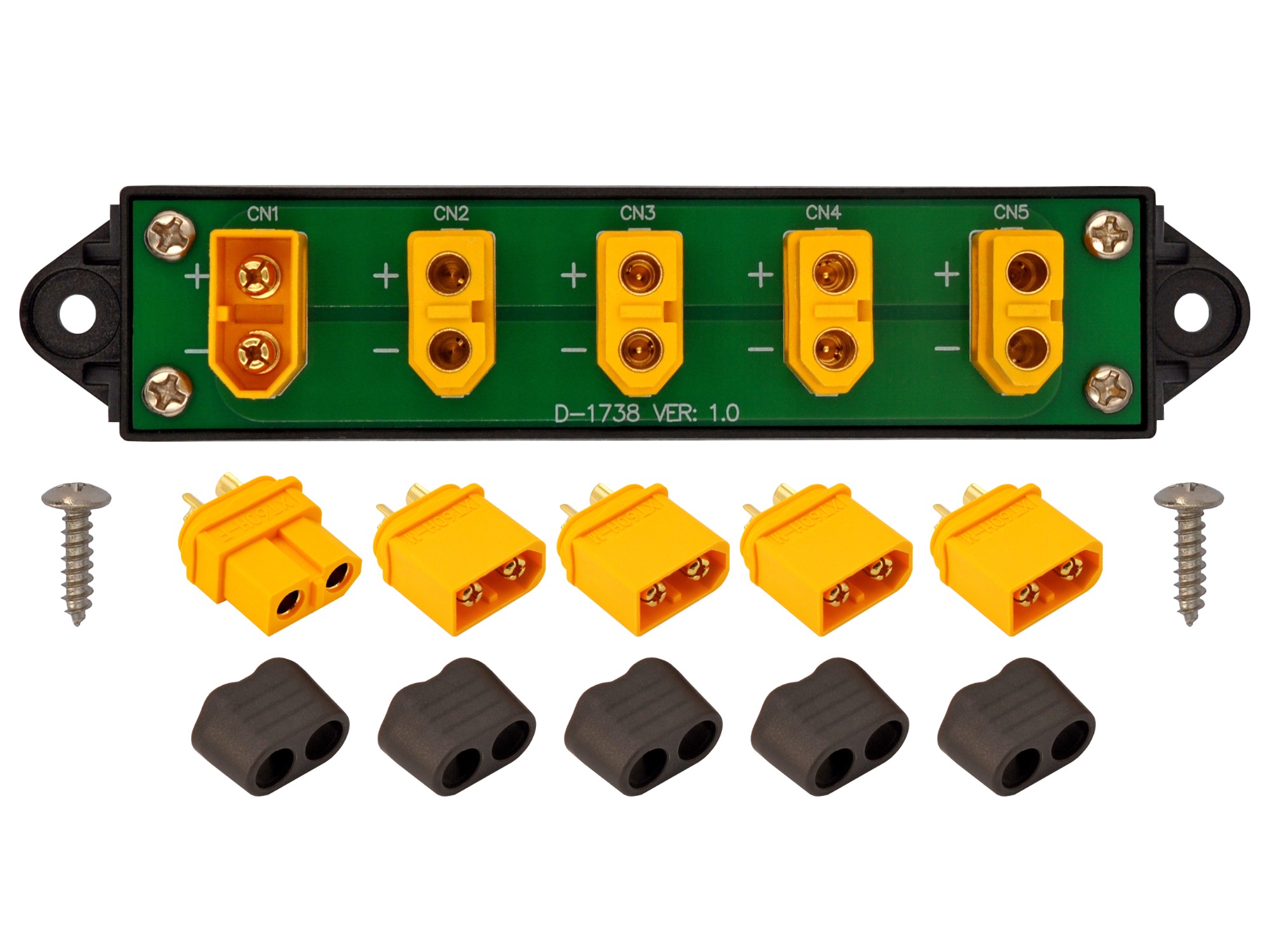 DC Power Distribution Block Module, XT60 Connectors, 5-Position, 35A 60V, D-1738GP DC Power Distribution Block Module, XT60 Connectors, 5-Position, 35A 60V, D-1738GP
