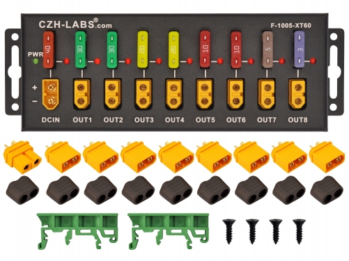 F-1005XT60 DC Power Fused Distribution Block Module, 35A 58V, Screw or DIN Rail Mounting