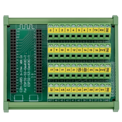 Terminal Block Breakout Board Module for ESP32-S3-DevKitC-1 ESP32-S2-DevKitC-1, DIN Rail Mount Terminal Block Breakout Board Module for ESP32-S3-DevKitC-1 ESP32-S2-DevKitC-1, DIN Rail Mount