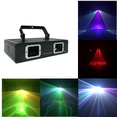 Lumière laser à motif de faisceau RB à 2 lentilles rouge bleu