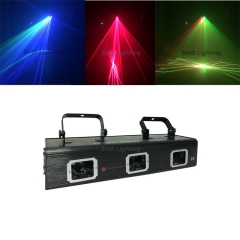 Projetor do laser do feixe da exploração da cor completa do RGB da animação de 3 cabeças