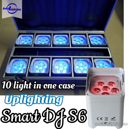 Iluminação ascendente SMART DJ S6 6x18w RGBWA UV 6in1 sem fio dmx LED iluminação de casamento