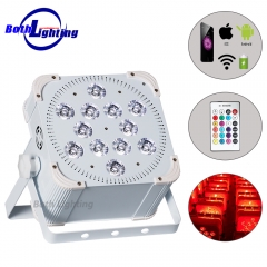 24000MHA Battery Powered Wireless DMX LED Flat Par 12x18w RGBWA-UVbattery powered uplighting