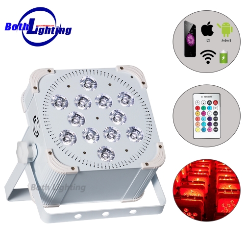 24000MHA Batteriebetriebene drahtlose DMX LED Flat Par 12x18w RGBWA-UVbatteriebetriebenes Uplighting