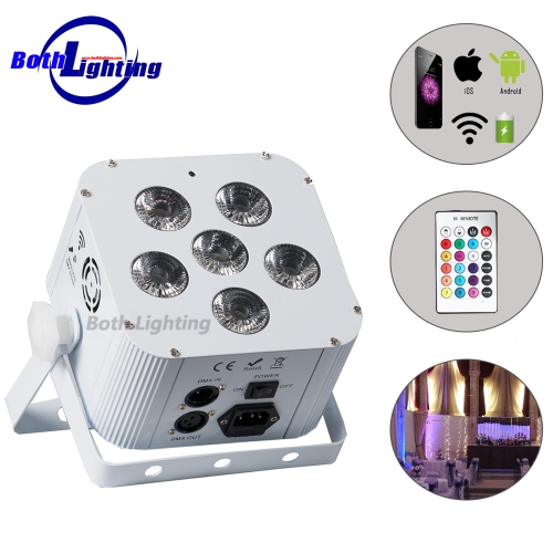 wireless led uplighting 6X18W RGBWA UV 6 IN 1 Battery Power Wireless DMX LED Flat Par