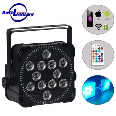 18000MHA battery powered led par 12*18w RGBWA UV 6in1 Battery Powered Wireless DMX Flat LED Par