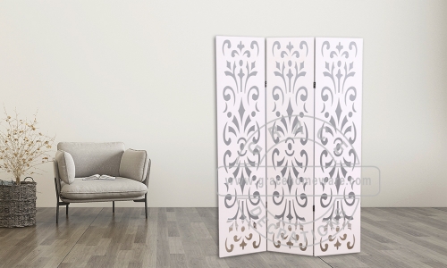 3Panels  Cut  Out  Room  Divider  In  White