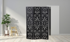 3Panels Cut Out Room Divider In Black