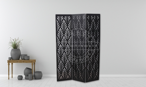3Panels Cut Out Room Divider In BLACK