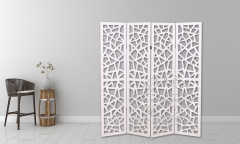 4Panels Cut Out Room Divider In White