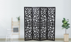 4Panels Cut Out Room Divider In Black