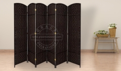 6Panels Black Hand Woven Room Divider