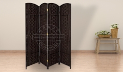 4Panels Black Hand Woven Room Divider