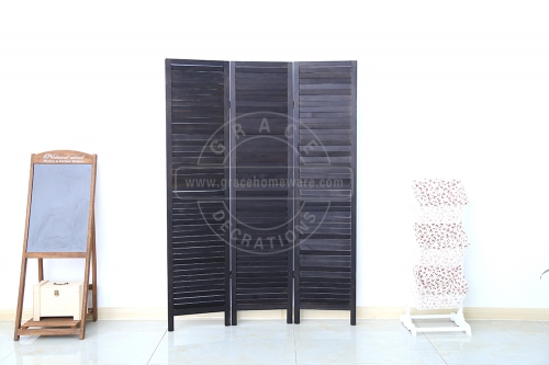 3Panels Rustic Wood Finished Room Divider