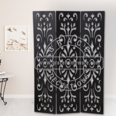3Panels Cut Out Room Divider In Black