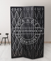 3Panels Cut Out Room Divider In BLACK