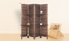 4Panels Wood Divider With Shelf