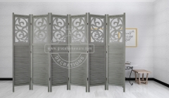 6 Panels Rustic Wood Divider in Wash Gray