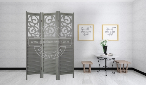 3Panels Rustic Wood Divider in Wash Gray