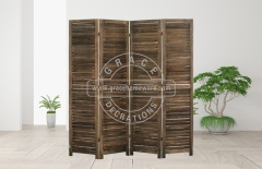 4Panels Rustic Wood Finished Room Divider