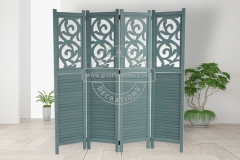 4 Panels Rustic Wood Divider in Light Green