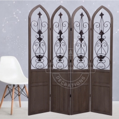 4 Panel Rustic Vintage Decoration Divider Metal Di...