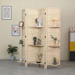 Rustic Wood Room Divider With Display Shelf