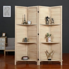 Rustic Wood Room Divider With Display Shelf