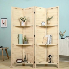 Rustic Wood Room Divider With Display Shelf