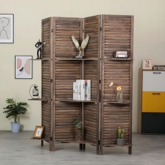 Rustic Wood Room Divider With Display Shelf